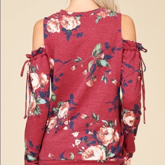 💎Last One💎 Cold Shoulder Floral Print Top - Picture 4 of 4
